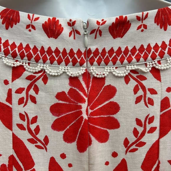 Farm Rio Jungle Flow Belted Mini Dress Red/ Cream Linen, Small - Picture 11 of 16